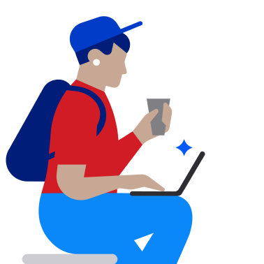 illustration of a student working on a laptop